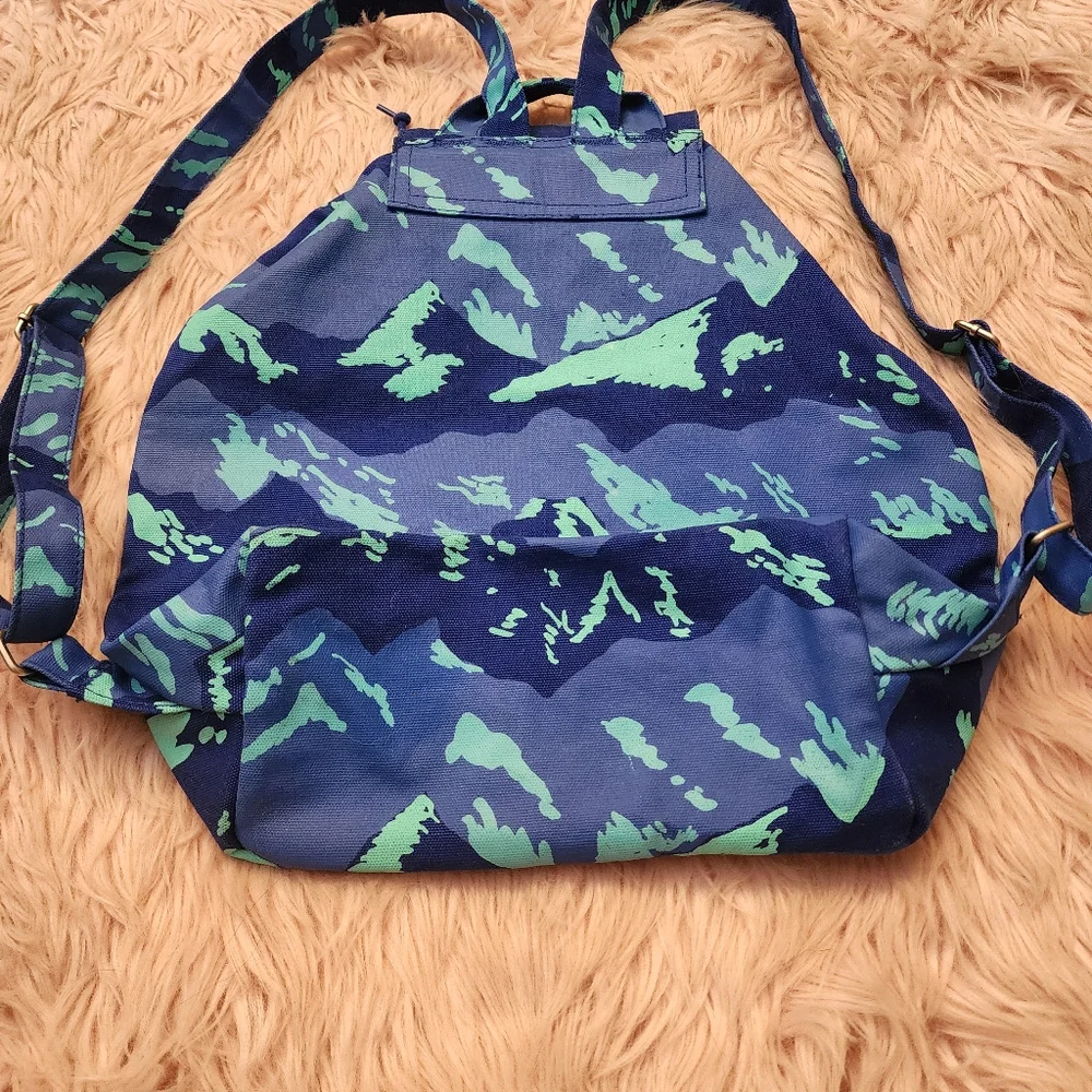 Baggu large canvas backpack blue night mountain camo Drawstring Flap